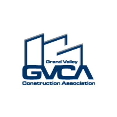 Logo displaying "Grand Valley Construction Association" with stylized blue buildings and initials "GVCA," representing a construction and industry-focused organization.